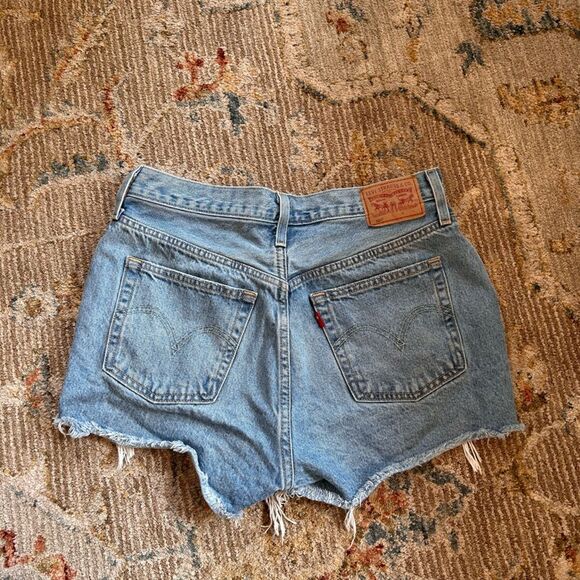 Levi's Blue Distressed Jean Shorts - Picture 5 of 7